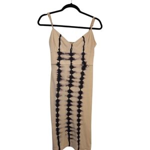 Beige/Sand Tie-Dye Spaghetti Strap Midi Slip Dress Size S